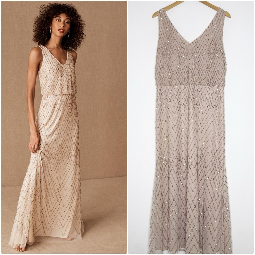 BHLDN Blaise Sequin Beaded Gown Dress Size 14 Anthropologie Formal Wedding